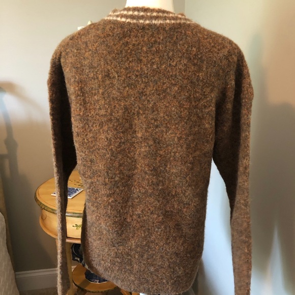 Olive green gold color v neck sweater - Picture 4 of 9